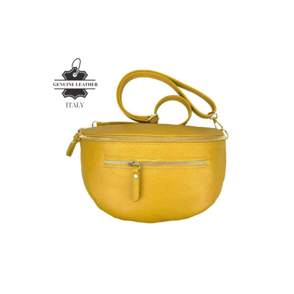 Amplia Riñonera de Piel Italiana para Mujer con Bolsillo Frontal y Cremallera - Imagen 2