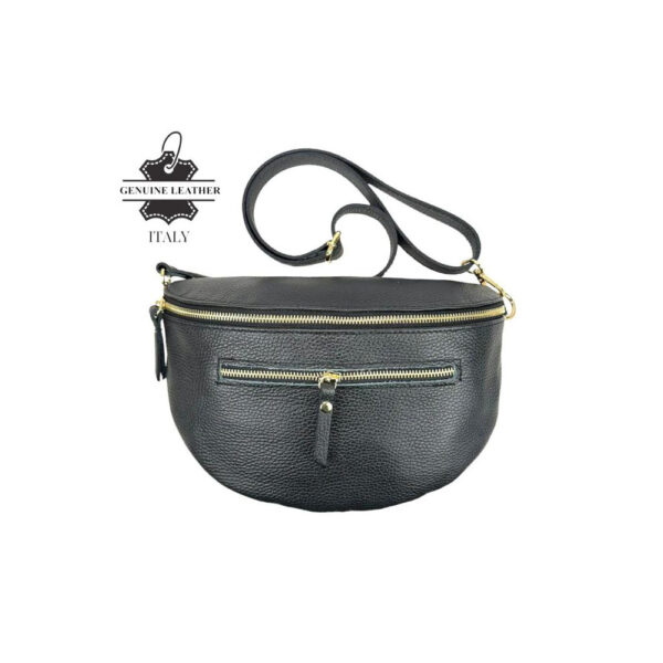 Amplia Riñonera de Piel Italiana para Mujer con Bolsillo Frontal y Cremallera - Imagen 6