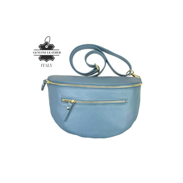 Amplia Riñonera de Piel Italiana para Mujer con Bolsillo Frontal y Cremallera - Imagen 7