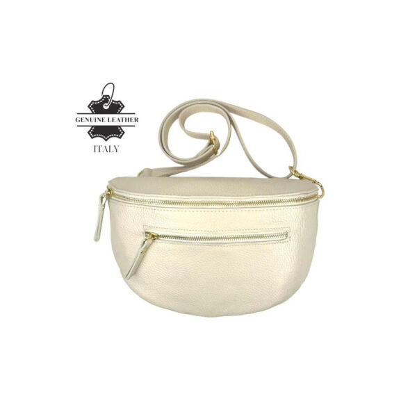 Amplia Riñonera de Piel Italiana para Mujer con Bolsillo Frontal y Cremallera - Imagen 8