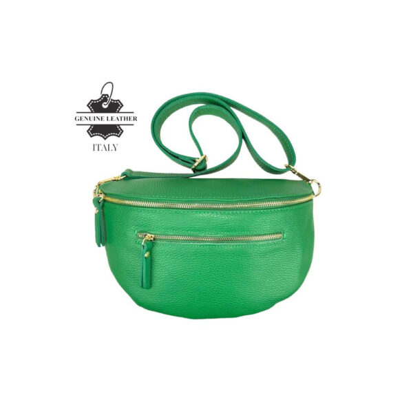 Amplia Riñonera de Piel Italiana para Mujer con Bolsillo Frontal y Cremallera - Imagen 19