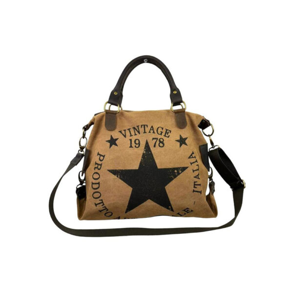 Amplio Bolso de Lona con Asas Cortas de Piel y Tira Bandolera para Mujer - Imagen 7