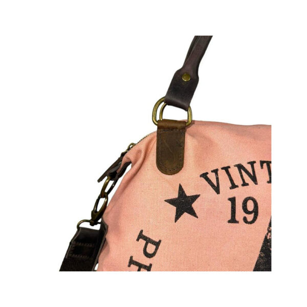 Amplio Bolso de Lona con Asas Cortas de Piel y Tira Bandolera para Mujer - Imagen 10