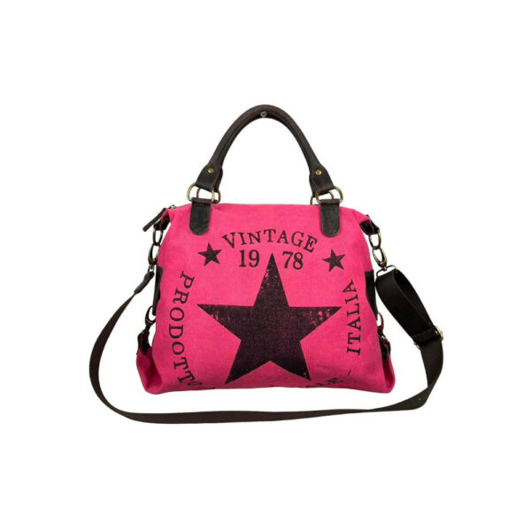 Amplio Bolso de Lona con Asas Cortas de Piel y Tira Bandolera para Mujer - Imagen 6