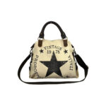 Amplio Bolso de Lona con Asas Cortas de Piel y Tira Bandolera para Mujer - Imagen 4