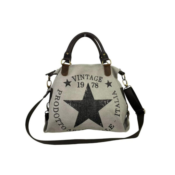 Amplio Bolso de Lona con Asas Cortas de Piel y Tira Bandolera para Mujer - Imagen 20