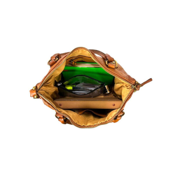 Amplio Bolso Vintage Mujer de Piel Lavado con Bolsillos Frontales - Imagen 10