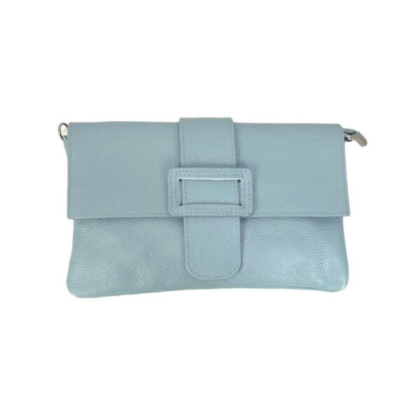 Bolso Bandolera en Piel Italiana para Mujer con Hebilla Decorativa, Solapa y Cremallera - Imagen 2