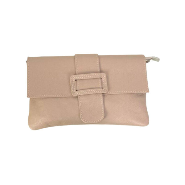 Bolso Bandolera en Piel Italiana para Mujer con Hebilla Decorativa, Solapa y Cremallera - Imagen 3