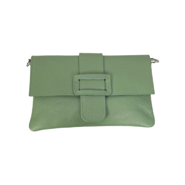 Bolso Bandolera en Piel Italiana para Mujer con Hebilla Decorativa, Solapa y Cremallera - Imagen 4