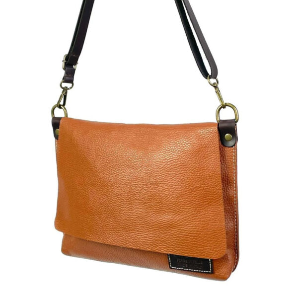 Bolso Bandolera De Piel Natural para Mujer con Solapa y Cremallera - Imagen 11