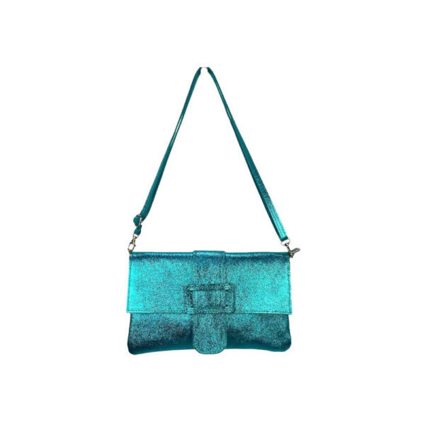 Bolso Bandolera de Piel para Mujer con Efecto Brillante y Hebilla Decorativa - Imagen 3