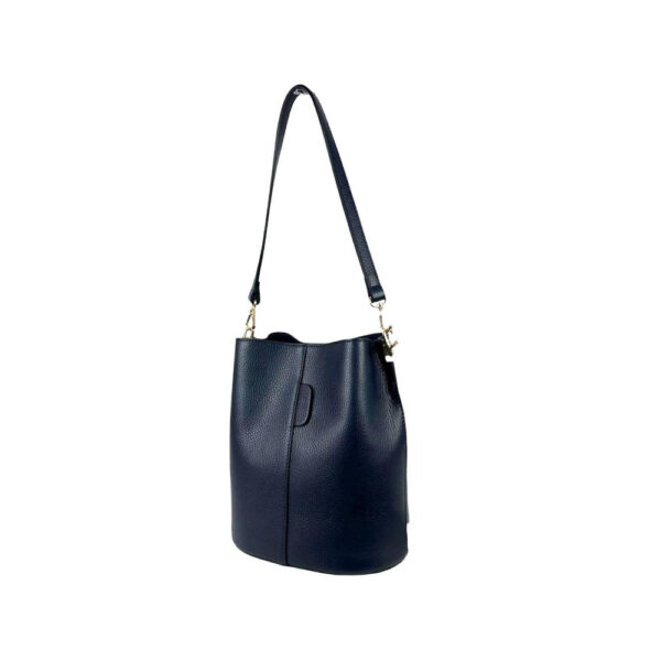 Bolso cubo de Hombro en Piel Italiana para Mujer con Cierre de Botón - Imagen 9