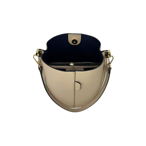 Bolso cubo de Hombro en Piel Italiana para Mujer con Cierre de Botón - Imagen 14