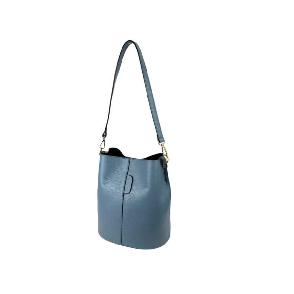 Bolso cubo de Hombro en Piel Italiana para Mujer con Cierre de Botón - Imagen 18