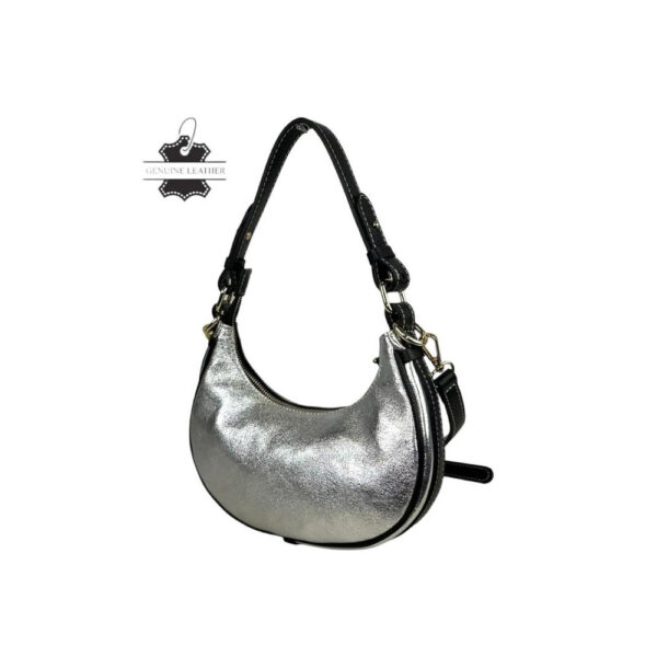 Bolso de Piel con Diseño Medialuna, Efecto Brillante y Cremallera con Seguro - Imagen 5