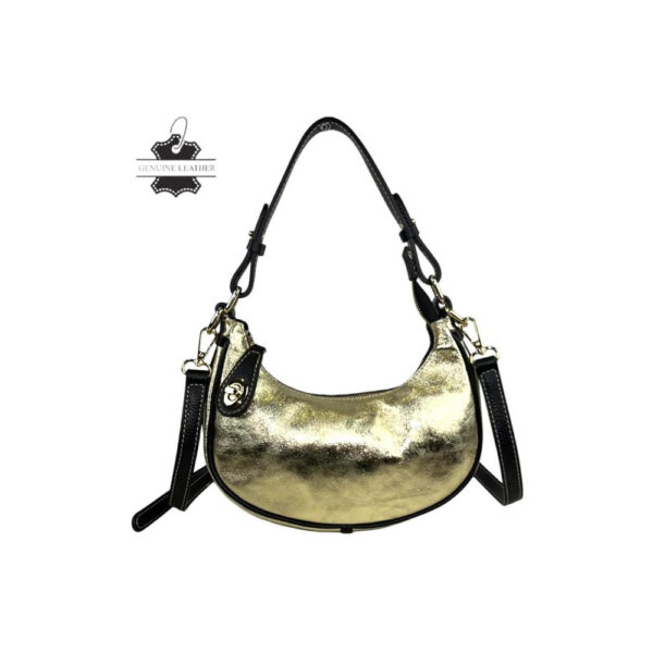 Bolso de Piel con Diseño Medialuna, Efecto Brillante y Cremallera con Seguro - Imagen 8