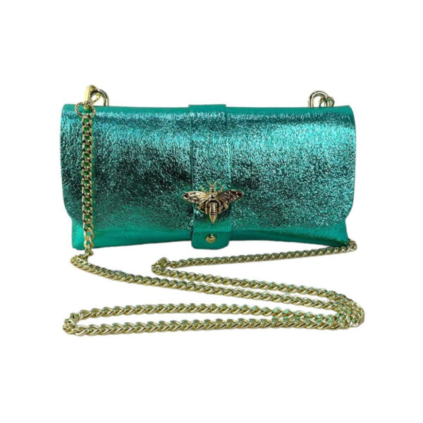 Bolso de Piel Metalizado tipo Sobre con Broche de Abeja para Mujer - Imagen 23