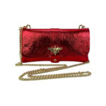 Bolso de Piel Metalizado tipo Sobre con Broche de Abeja para Mujer - Imagen 5