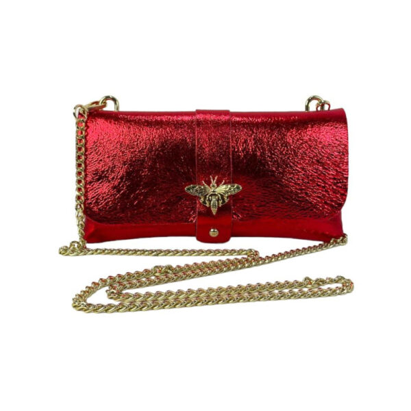 Bolso de Piel Metalizado tipo Sobre con Broche de Abeja para Mujer - Imagen 5