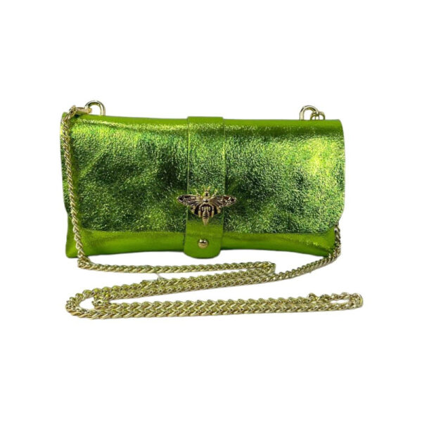 Bolso de Piel Metalizado tipo Sobre con Broche de Abeja para Mujer - Imagen 6