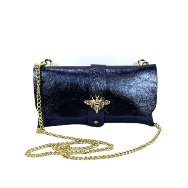 Bolso de Piel Metalizado tipo Sobre con Broche de Abeja para Mujer - Imagen 13