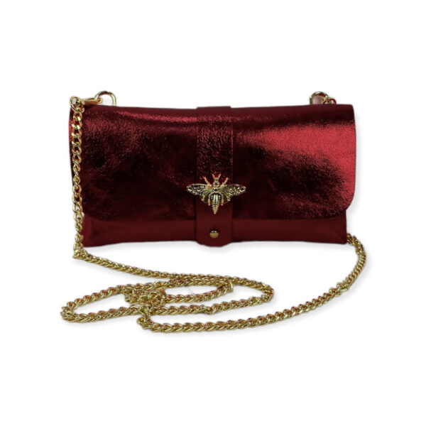 Bolso de Piel Metalizado tipo Sobre con Broche de Abeja para Mujer - Imagen 15