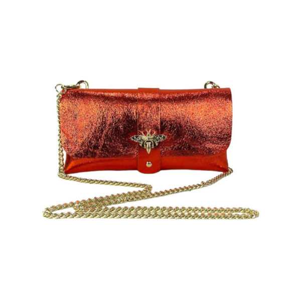 Bolso de Piel Metalizado tipo Sobre con Broche de Abeja para Mujer - Imagen 20