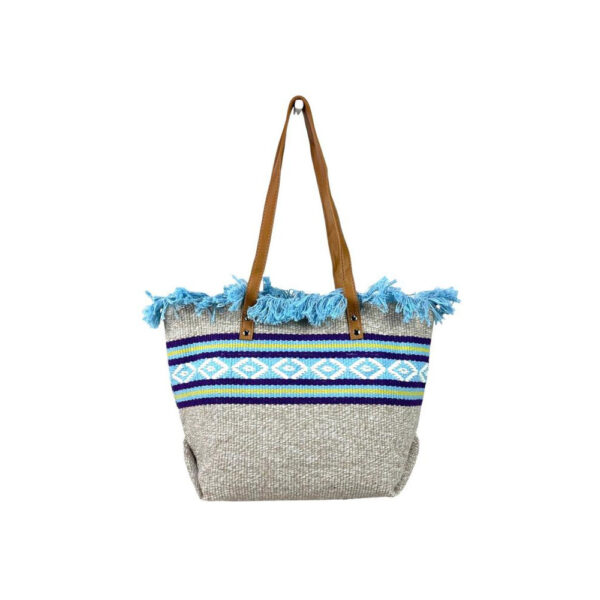 Bolso Shopper Mujer tipo Alfombra con Asas Largas y Flecos Decorativos - Imagen 3