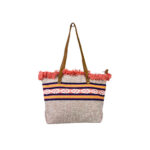 Bolso Shopper Mujer tipo Alfombra con Asas Largas y Flecos Decorativos