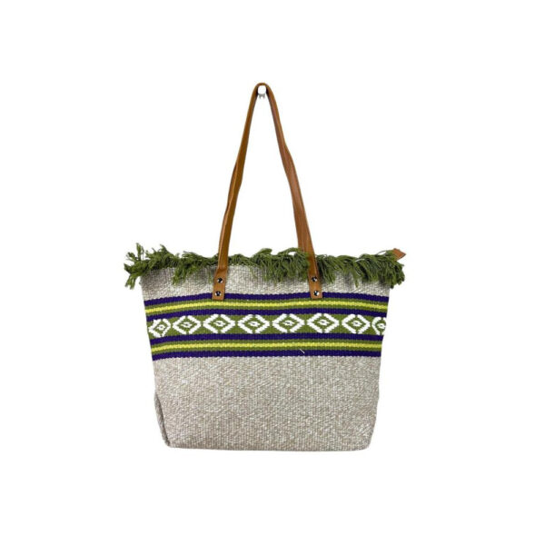 Bolso Shopper Mujer tipo Alfombra con Asas Largas y Flecos Decorativos - Imagen 2