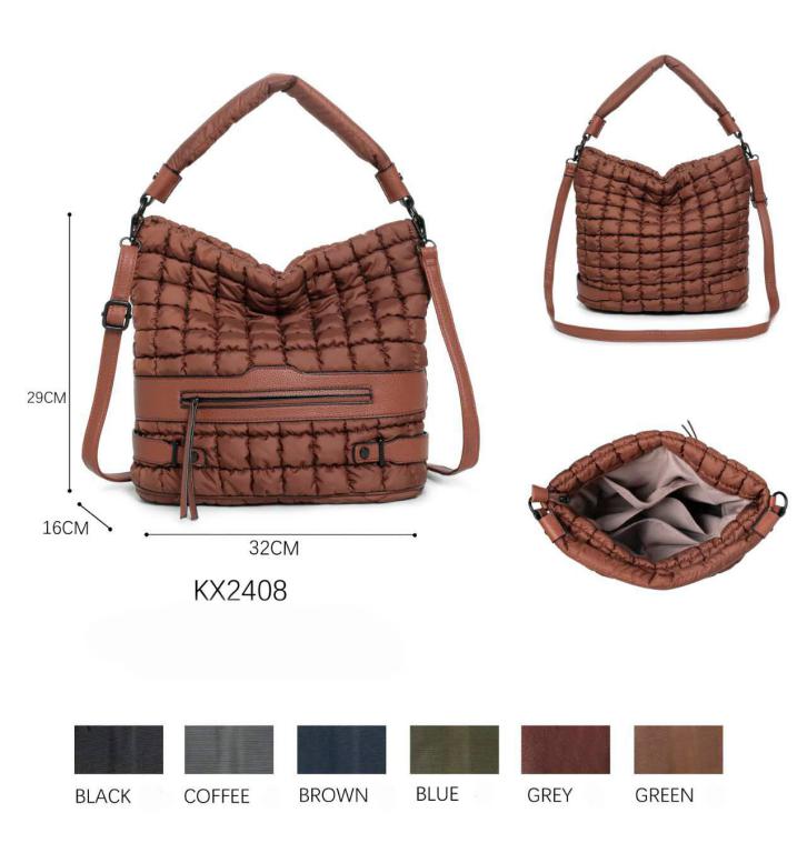 Bolso de Hombro Acolchado de Nylon con Bolsillo Frontal para Mujer-All Bolso de Hombro Acolchado de Nylon Tipo Hobo con Bolsillo Frontal para Mujer - Imagen 1