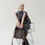 Bolso Sintético de Mujer Estilo Punk con Cadenas y 2 Compartimentos