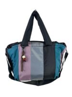 Amplio Bolso de Nylon Acolchado y Multicolor con Bolsillo Trasero para Mujer