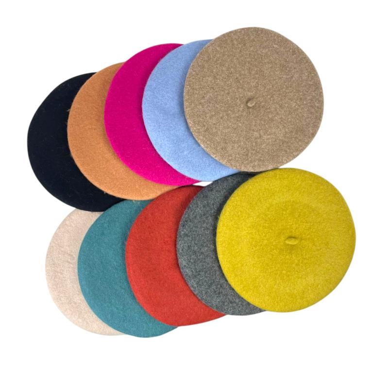 Preciosa Boina de Lana para Mujer con Colores Lisos y Talla Única