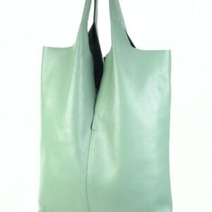 Bolso Shopper De Piel - Verde Menta- Mayorista España