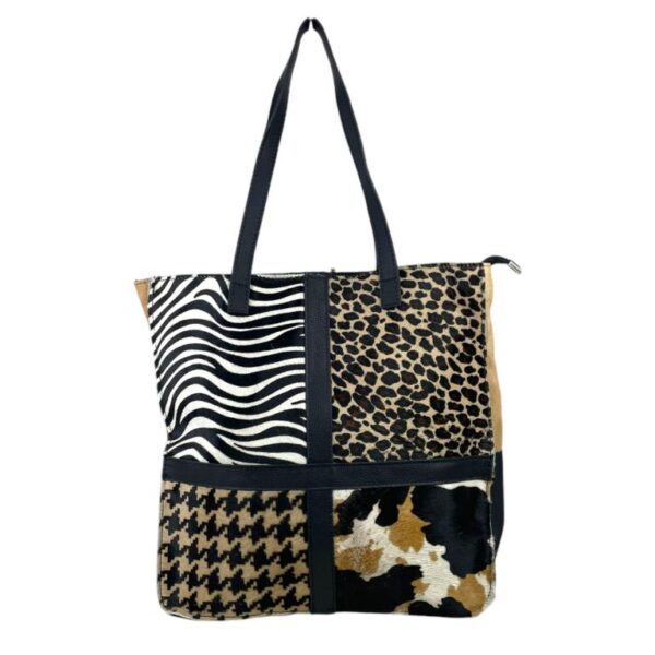Bolso Shopper de Piel Animal Print con Diseño Exclusivo Mujer - Imagen 3