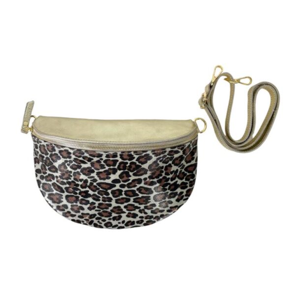 Riñonera de Piel Italiana con Diseño Animal Print y Cremallera para Mujer - Imagen 4