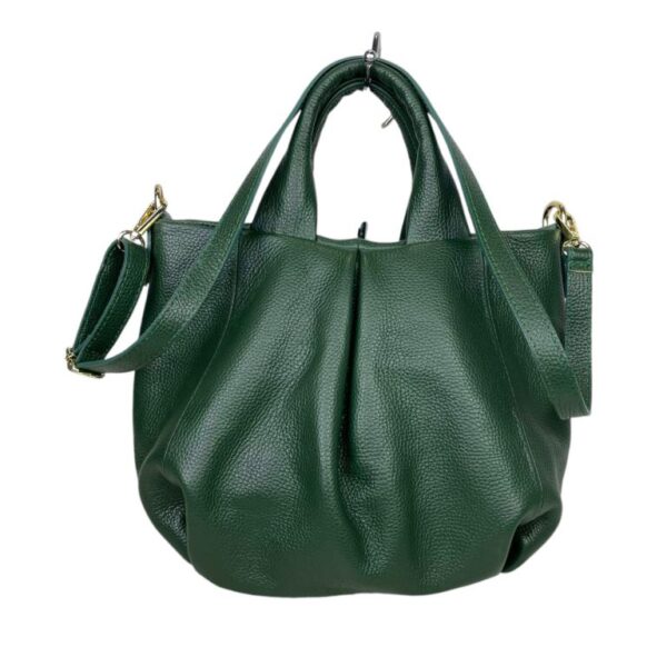 Bolso de Piel Italiana para Mujer con 2 Asas, Cremallera y Tira Bandolera - Imagen 12