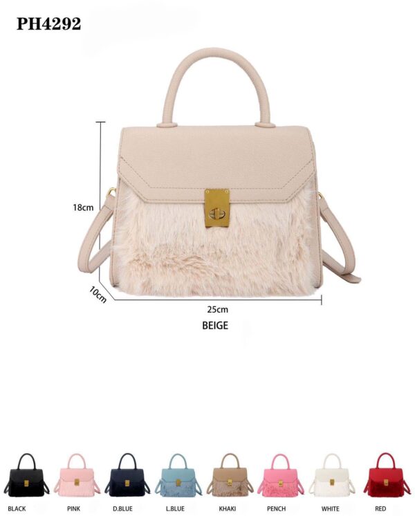 Bolso de Mano con Pelo Sintético, Bolsillo Trasero y Bonito Diseño para Mujer - Imagen 2