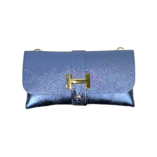 Bolso de Piel Italiano para Mujer con Diseño Dorado H y Asa Extraíble tipo Cadena - Imagen 8