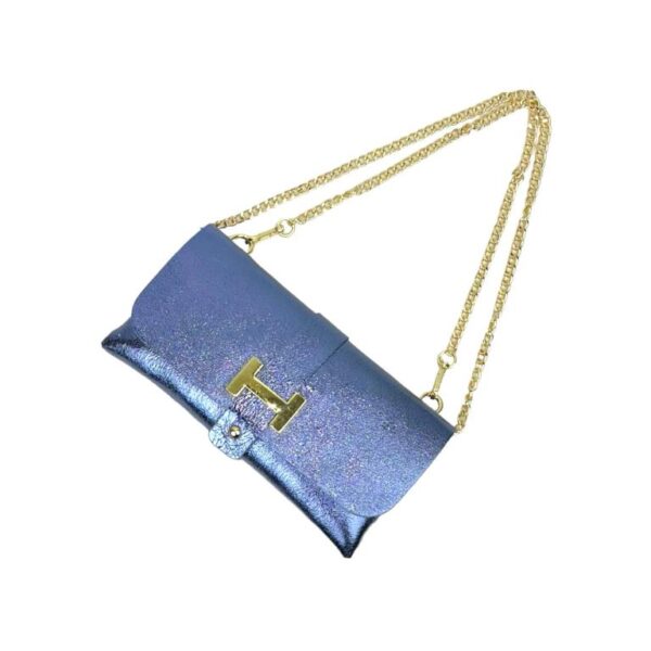 Bolso de Piel Italiano para Mujer con Diseño Dorado H y Asa Extraíble tipo Cadena - Imagen 9