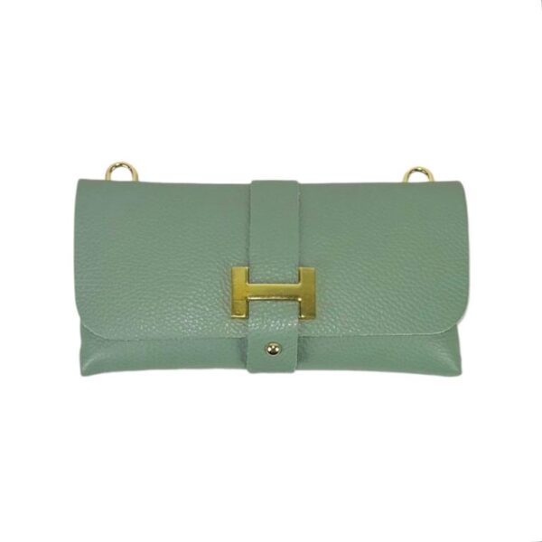 Bolso de Piel Italiano para Mujer con Diseño Dorado H y Asa Extraíble tipo Cadena - Imagen 2