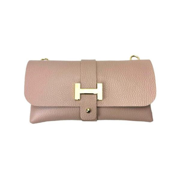 Bolso de Piel Italiano para Mujer con Diseño Dorado H y Asa Extraíble tipo Cadena - Imagen 5