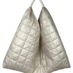 Amplio Bolso Acolchado tipo Hobo de Mujer con Gran Capacidad y Cierre de Botón