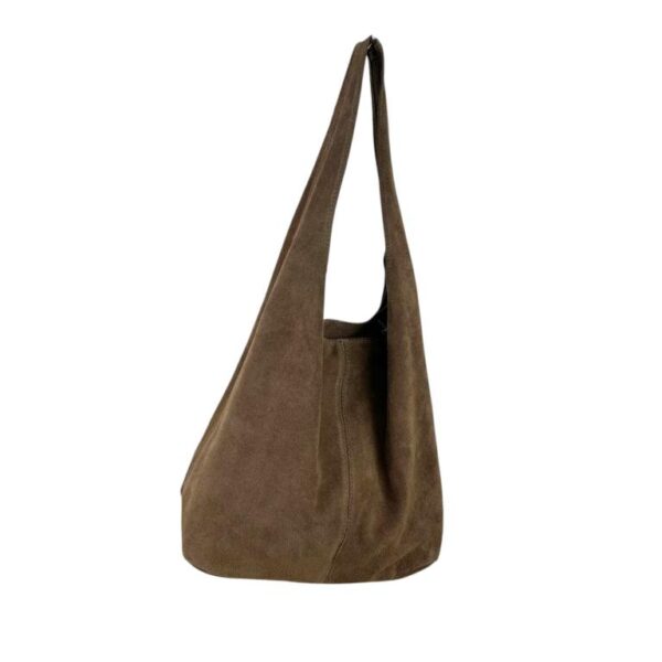 Amplio Bolso de Hombro en Piel de Serraje con Cierre de Cremallera para Mujer - Imagen 7