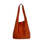 Amplio Bolso de Hombro en Piel de Serraje con Cierre de Cremallera para Mujer - Imagen 2