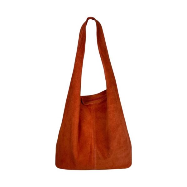 Amplio Bolso de Hombro en Piel de Serraje con Cierre de Cremallera para Mujer - Imagen 2