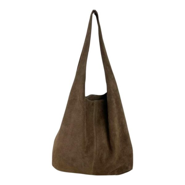 Amplio Bolso de Hombro en Piel de Serraje con Cierre de Cremallera para Mujer - Imagen 3