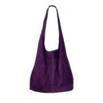 Amplio Bolso de Hombro en Piel de Serraje con Cierre de Cremallera para Mujer